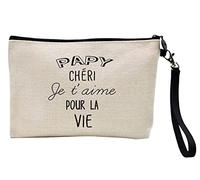 Astuccio portamatite e trucco in lino stampato citazione Papy caro je t'aime pour la vie ref 271
