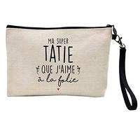 Astuccio portamatite e trucco lino stampato citazione Ma super tatie que je aime a la follia rif. 525