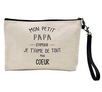 Astuccio portamatite e trucco lino stampato citazione My Little Daddy Love je t'aime de tout mon coeur ref 287