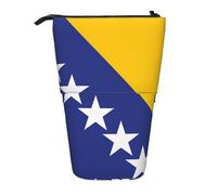 Astuccio portamatite espandibile con bandiera della Bosnia ed Erzegovina, in tessuto Oxford multi-design, altezza regolabile, borsa cosmetica multiuso