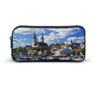 Astuccio portamatite europeo con città vecchia e porto marino Estonia, grazioso astuccio per penne e cosmetici, organizer per viaggi e ufficio
