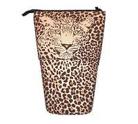 Astuccio portamatite, grazioso astuccio in piedi, astuccio retrattile, borsa organizer per cancelleria con bandiera di Porto Rico, Divertenti Pelli Leopardo, Taglia unica, Ewfffd