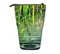 Astuccio portamatite, grazioso astuccio per matite retrattile, borsa organizer per cancelleria con erba verde acqua
