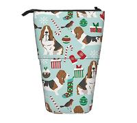 Astuccio portamatite, grazioso astuccio per matite retrattile, borsa organizer per cancelleria Sweet Basset Hound, Nero , Taglia unica, Ewfffd
