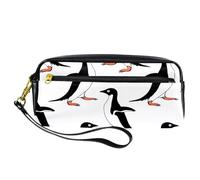 Astuccio portamatite, grazioso pinguino sulla passeggiata, in pelle PU, astuccio per cancelleria con cerniera, per ragazzi e ragazze, per scuola e ufficio