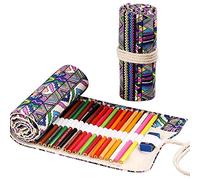 Astuccio Portamatite Ouceanwin, 72 Fori Roll Up in Tela, Retro Matite Accessori Wrap, Borsa Cancelleria per Studenti, Artisti, Scuola, Ufficio