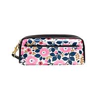 Astuccio Portamatite Pink Flowers With Leaves Astucci Cancelleria Con Cerniera Borsa Per Matite Grande Capacità Astuccio Per Matite Per Studenti Scuola Ragazze