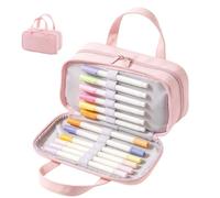 Astuccio Portamatite Pochette Organizer Porta Cancelleria Multiscomparti | Astuccio per Pennarelli e Matite Per Scuola Università Aula Studio Biblioteca Ufficio Casa Viaggio E Prodotti Cosmetici Rosa