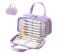 Astuccio Portamatite Pochette Organizer Porta Cancelleria Multiscomparti | Astuccio per Pennarelli e Matite Per Scuola Università Aula Studio Biblioteca Ufficio Casa Viaggio E Prodotti Cosmetici Viola