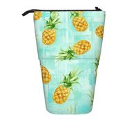 Astuccio portamatite portatile con ananas verde, per scuola, ufficio, bambini, studenti, adulti, ragazze, ragazzi, regalo per trucco