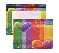 Astuccio portamatite portatile per 3 raccoglitori ad anelli, confezione da 2 pezzi, per insegnanti, classe, orgoglio, mese, arcobaleno, cuore