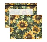 Astuccio portamatite portatile per raccoglitori a 3 anelli, confezione da 2 articoli artistici per studenti, per riporre oggetti artistici estetici con girasole Wasteland