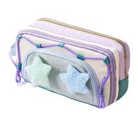 Astuccio portamatite tascabile, con 8 scomparti per gomma, righello, penne, pennarelli, blocco note, studente insegnante, insegnante Mater, viola., Se référer au descriptif, Fare riferimento alla