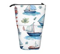 Astuccio portamatite telescopico a forma di barca a vela con faro e barca a vela, organizer per cancelleria per scuola, ufficio, viaggi