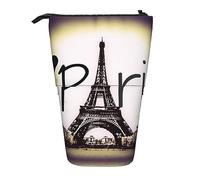 Astuccio portamatite telescopico con stampa Torre Eiffel Love Paris, grazioso astuccio per matite pop up, borsa per cosmetici per donne e uomini, Nero , Taglia unica