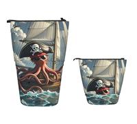 Astuccio portamatite telescopico di grande capacità astuccio scoiattolo pop up matite astuccio retrattile portapenne portatile organizer borsa trucco per forniture per ufficio, Vela Pirata Polpo