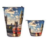 Astuccio portamatite telescopico di grande capacità, con rose e cuccioli di Yorkie, astuccio per matite retrattile, portatile, organizer per trucchi per forniture per ufficio, Big Ben, Taglia unica