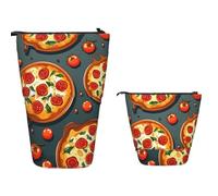 Astuccio portamatite telescopico di grande capacità, grazioso girasole e farfalla, astuccio per matite retrattile, portatile, organizer per trucchi per forniture per ufficio, Pizza Food, Taglia unica