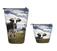 Astuccio portamatite telescopico di grande capacità, grazioso panda e girasole, astuccio per matite retrattile, portatile, organizer per trucchi per forniture per ufficio, Foto di Farm Cow, Taglia