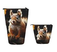 Astuccio portamatite telescopico di grande capacità, motivo: lupo selvatico nel fuoco, astuccio per matite retrattile, portapenne, organizer portatile, borsa per il trucco per forniture per ufficio