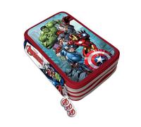 ASTUCCIO PORTAPASTELLI SCUOLA 3 ZIP AVENGERS ACCESSORIATO CON PASTELLI PENNARELL