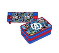 ASTUCCIO PORTAPASTELLI SCUOLA 3 ZIP CERNIERA AVENGERS SUPEREROI ACCESSORIATO