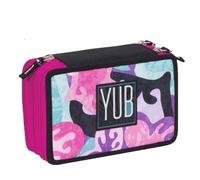 ASTUCCIO PORTAPASTELLI SCUOLA 3 ZIP YUB MURALES PENNARELLI FUXIA VERDE ACQUA