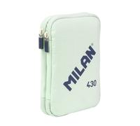 Astuccio portapenne a 2 ripiani Milan Collection 430 con 2 gomme temperino matita penna P1 Touch blu righello 12 matite colorate e 18 pennarelli - Verde