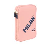 Astuccio portapenne a 2 ripiani Milan Collection 430 con 2 gomme temperino matita penna P1 Touch blu righello 12 matite colorate e 18 pennarelli - Rosa