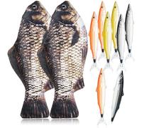 Astuccio portapenne a forma di pesce divertente, confezione da 2, include 8 penne carine, astuccio spesso imbottito per ufficio e casa, (nero e rosso), Nero , 5.5 x 0.2 x 12.2 in, Tempo libero