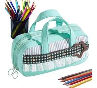 Astuccio Portapenne a Pochette Organizer dall'estetica vintage con zip e | Grande Borsa Portamatite per la Scuola, l'Ufficio, l'Università, i Viaggi, Studenti, Bambini, Ragazze e Adolesce