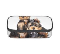 Astuccio portapenne, astuccio portapenne stampato di grande capacità, portapenne per ufficio e scuola,Due cuccioli di Yorkshire Terrier