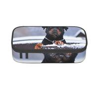 Astuccio portapenne, astuccio portapenne stampato di grande capacità, portapenne per ufficio e scuola,Occhi del collare da neve per cani Rottweiler