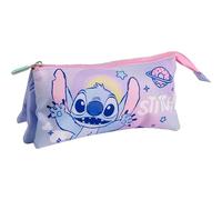 ARTESANÍA CERDÁ, S.L. Astuccio portapenne Stitch - 3 scomparti, cerniera, lilla 22,5 cm