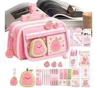 Astuccio Portapenne Con Accessori Astuccio Portapenne Con 9 Scomparti E 50 | Kit Cancelleria Guava Per Ragazze, Studenti, Studio, Prendere Appunti, Scrittura, Scuola e Università