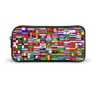 Astuccio portapenne con bandiera del mondo, pochette multiuso, trousse per
