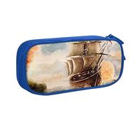 Astuccio portapenne con cerniera a forma di barca a vela, blu di grande capacità, per scuola, ufficio e viaggi, Blu, Taglia unica, Organizer per borse