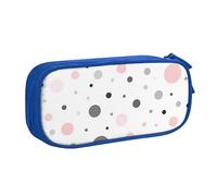 Astuccio portapenne con cerniera, con motivo moderno a pois, colore rosa, grigio, bianco, blu, per scuola, ufficio e viaggi, Blu, Taglia unica, Organizer per borse