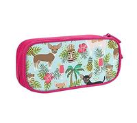 Astuccio portapenne con cerniera e motivo cane chihuahua, con ananas, rosa, grande capacità, per scuola, ufficio e viaggi, rosa, Taglia unica, Organizer per borse