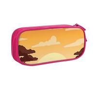 Astuccio portapenne con cerniera, grande capacità, con elefante e giraffa al tramonto, per scuola, ufficio e viaggi, rosa, Taglia unica, Organizer per borse