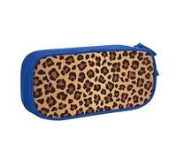 Astuccio portapenne con cerniera, motivo leopardato, di grande capacità, per scuola, ufficio e viaggi, Blu, Taglia unica, Organizer per borse