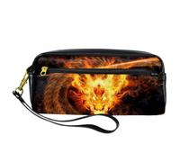 Astuccio portapenne con drago di fuoco che vortica al buio, astuccio in pelle PU con cerniera, per ragazzi e ragazze, forniture per scuola e ufficio