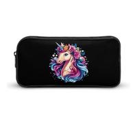 Astuccio portapenne con fiore Un-icorn, grande capacità, astuccio per cancelleria, organizer per trucchi