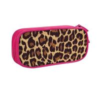 Astuccio portapenne con motivo leopardato, con cerniera, rosa, grande capacità, per scuola, ufficio e viaggi, rosa, Taglia unica, Organizer per borse