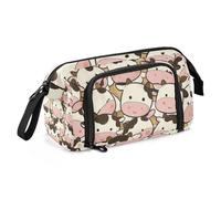 Astuccio portapenne con mucca in stile cartone animato, grande capacità, con scomparto per ragazzi e forniture per le scuole superiori