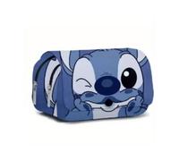Astuccio portapenne con ricamo 3D Anime - Poliestere resistente, adorabile organizer per studenti e ufficio, Stitch