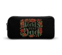 Astuccio portapenne con rose e scritta "World's Best Dad", astuccio per cosmetici, organizer per viaggi, ufficio