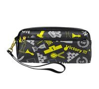 Astuccio portapenne con simboli della vittoria, in pelle PU, con cerniera, per ragazzi e ragazze, per scuola e ufficio