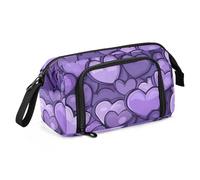 Astuccio portapenne di grande capacità, astuccio con scomparto per la scuola, per ragazze adolescenti, materiale scolastico, forniture per le scuole superiori, motivo a cuore viola, bellezza