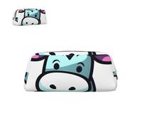 Astuccio portapenne di grande capacità, astuccio portapenne in pelle con simpatico cartone animato a forma di mucca, astuccio portatile, astuccio portapenne estetico, astuccio portatrucco carino, astu